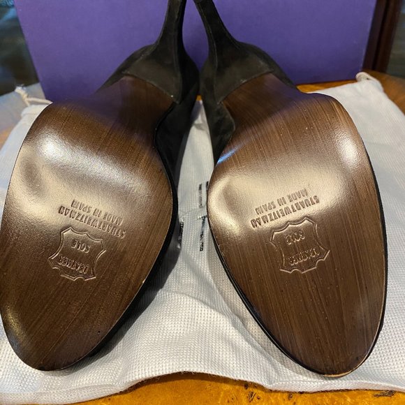 Stuart Weitzman suede black peep toe pump - Picture 5 of 5